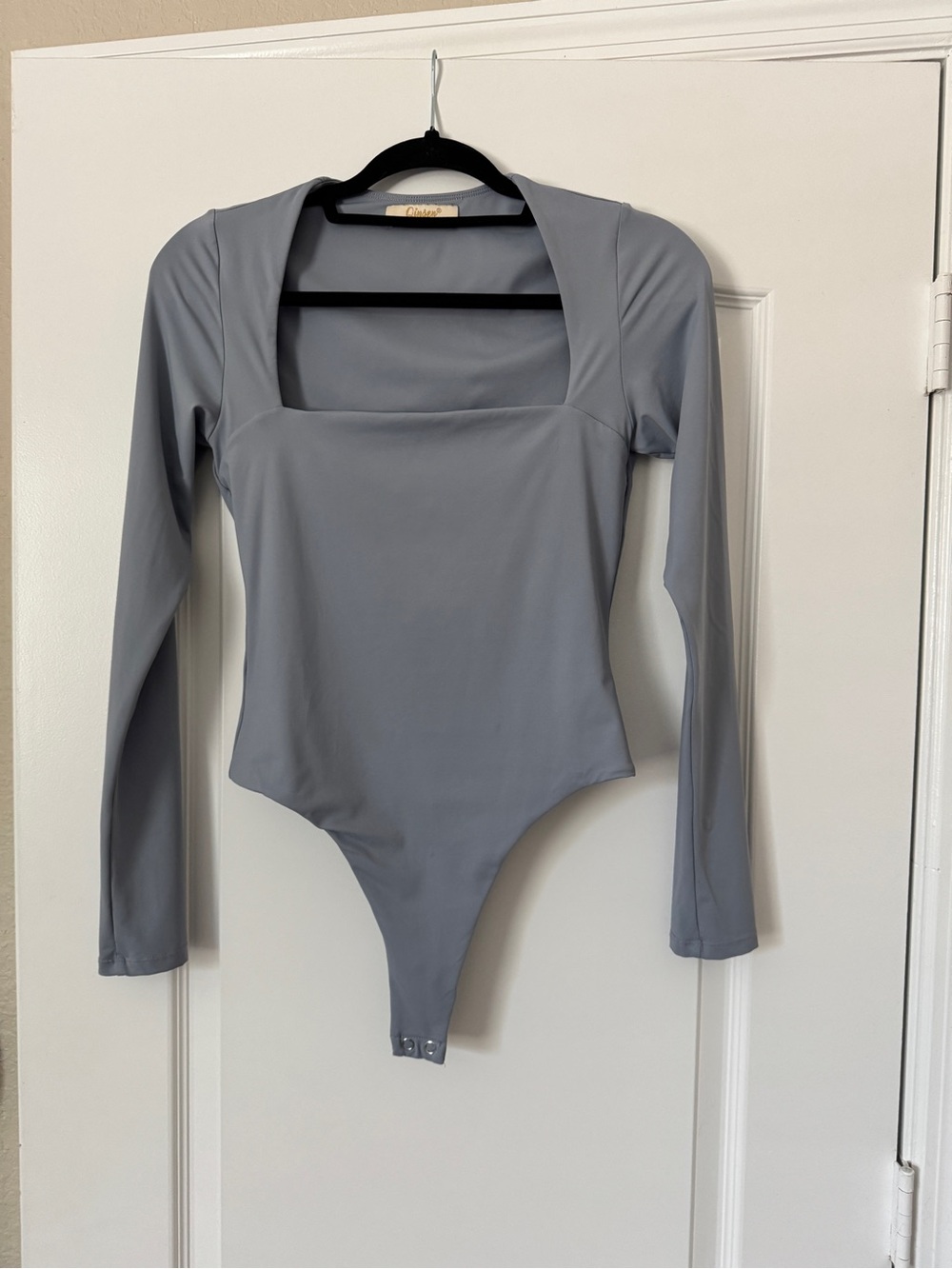 Kids Long-Sleeve Square Neck One-Piece Bodysuit - Gray